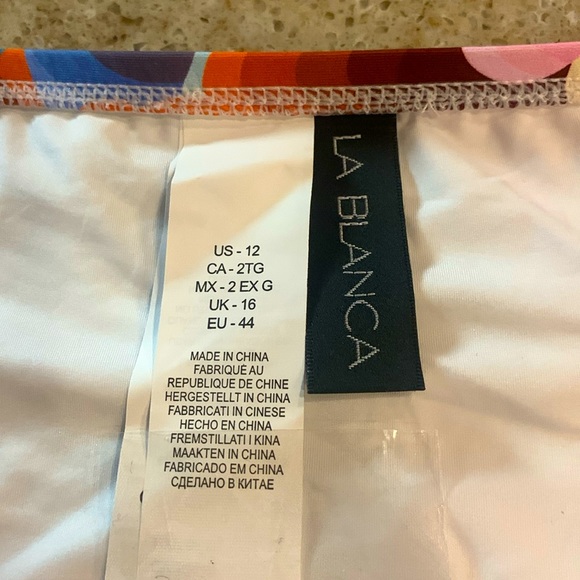 NWOT LA BLANCA Floral Rhythm Side Tie Hipster Bottoms Size 12 - Picture 10 of 12